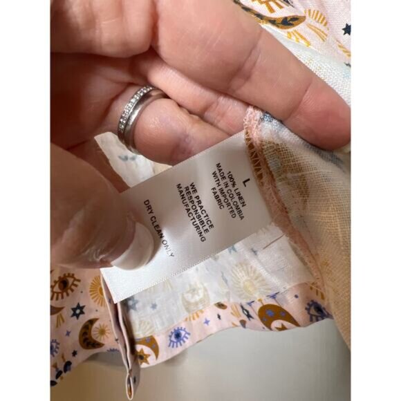 NEW The Femm Kengy Printed Puff Sleeve Top Women's Printed Pink Size: Large - Picture 5 of 7